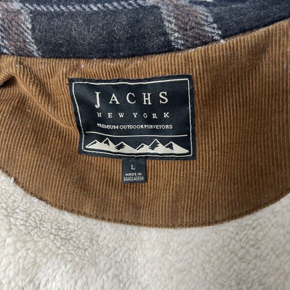 Jachs New York Shirt Jacket Mens Large Button Up Flannel Sherpa Wool Blend - Picture 9 of 13
